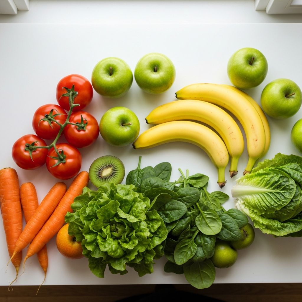 Variety of fresh fruits and vegetables